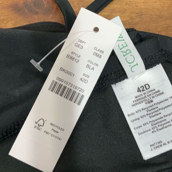 J. Crew Black BX612 Balconette Underwire Bikini Top Swimsuit Size 42D NWT - Picture 3 of 3